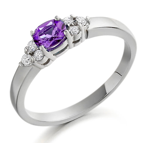 Amethyst &amp; Diamond Trefoil Ring