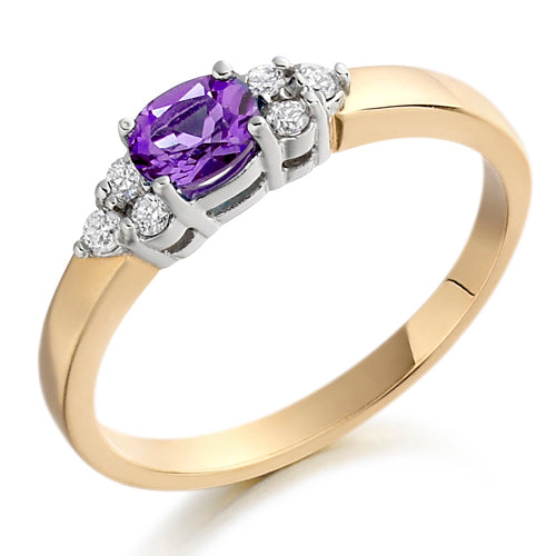 Amethyst &amp; Diamond Trefoil Ring