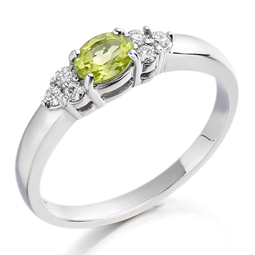 Peridot &amp; Diamond Trefoil Ring