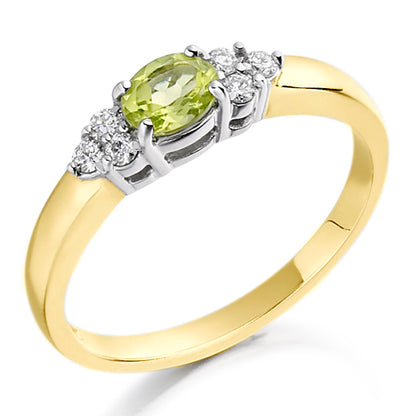 Peridot &amp; Diamond Trefoil Ring