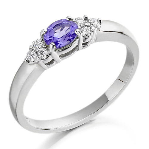 Tanzanite &amp; Diamond Trefoil Ring