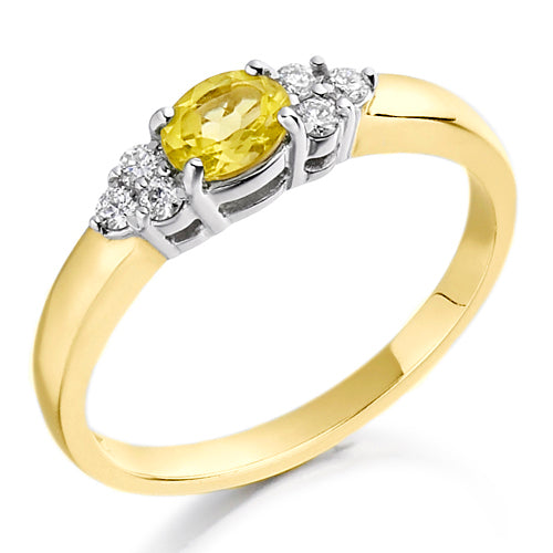 Citrine &amp; Diamond Trefoil Ring