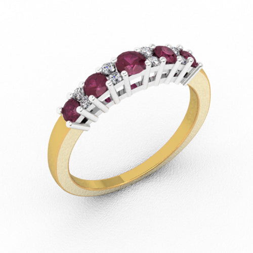 Ruby &amp; Diamond Five Stone Ring