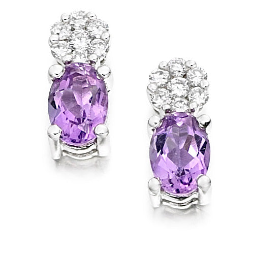 Amethyst &amp; Diamond Cluster Earrings