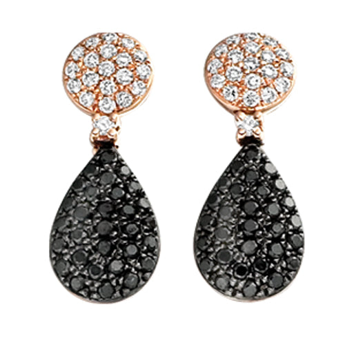 Black Diamond &amp; Diamond Cluster Drop Earrings