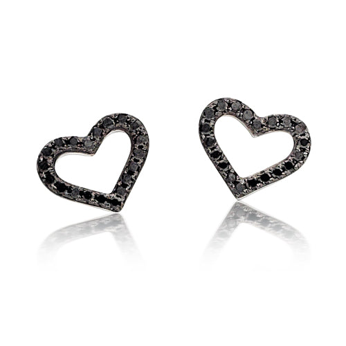 Black Diamond Heart Earrings