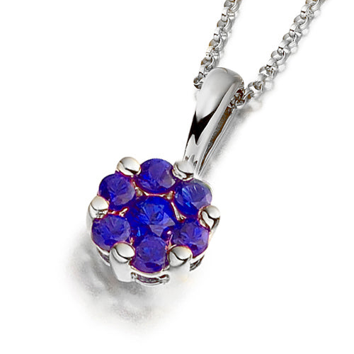 Blue Sapphire Cluster Pendant