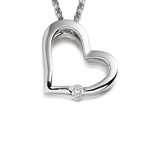 Single Diamond Heart Pendant