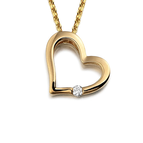 Single Diamond Heart Pendant