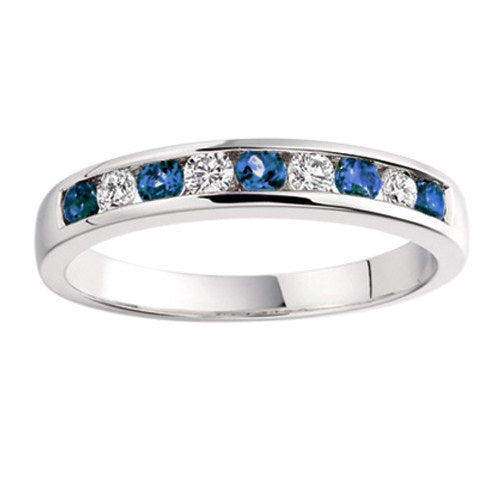 Blue Sapphire Channel Set Half Eternity Ring