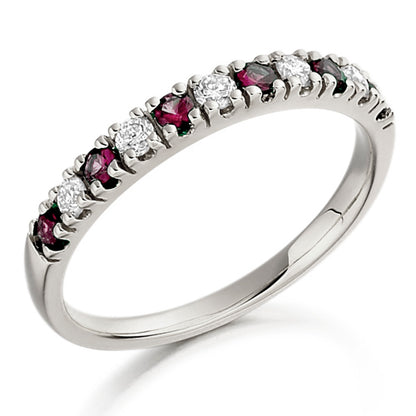 Ruby &amp; Diamond Half Eternity Ring