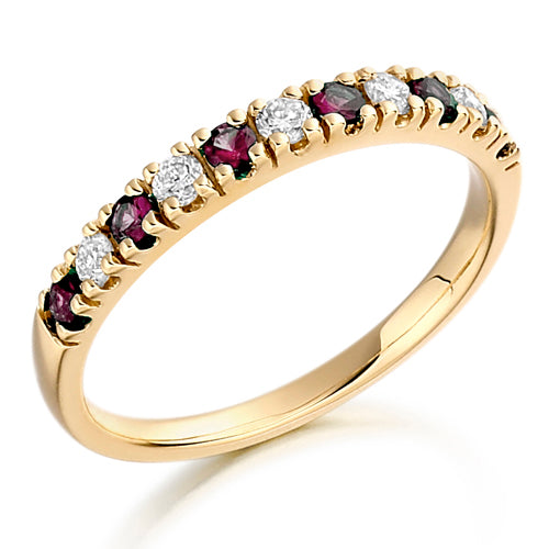 Ruby &amp; Diamond Half Eternity Ring