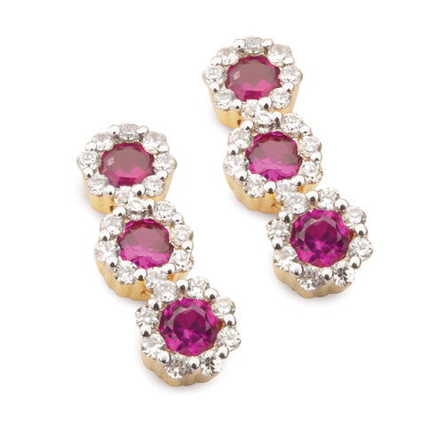 Ruby Halo Drop Earrings