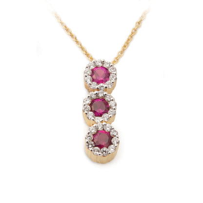 Ruby Diamond Halo Journey Pendant