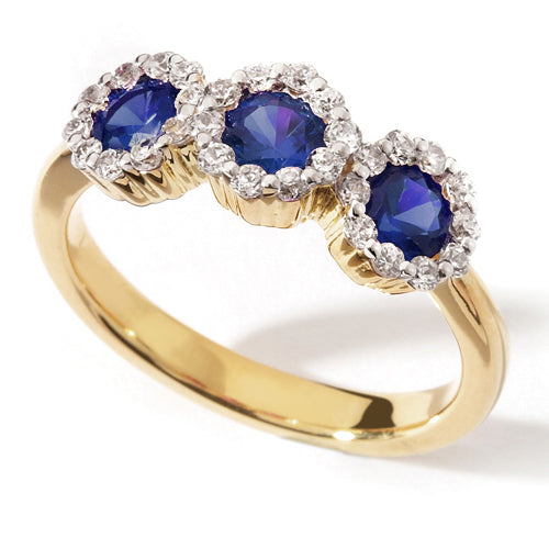 Blue Sapphire Trilogy Ring