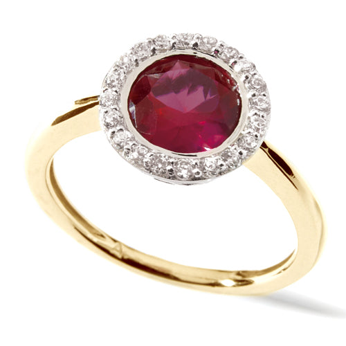 Round Ruby Halo Ring