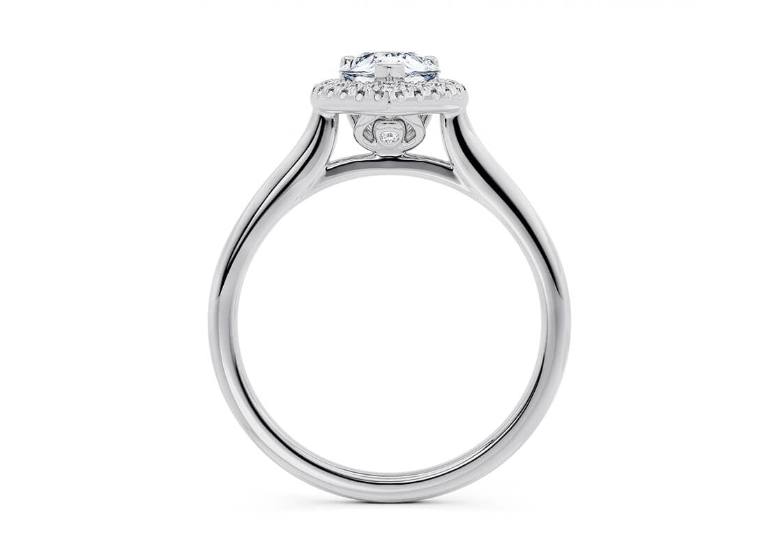 0.90ct Pear Halo Engagement Ring 18K White Gold GIA Certificate