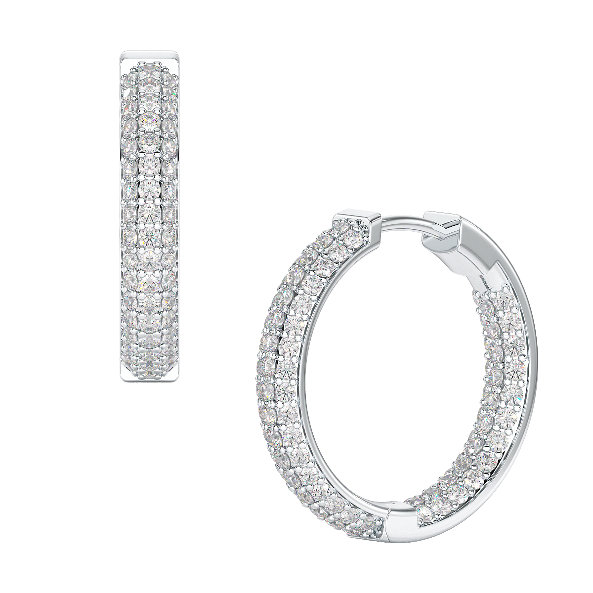 Three Row Hoop Earrings