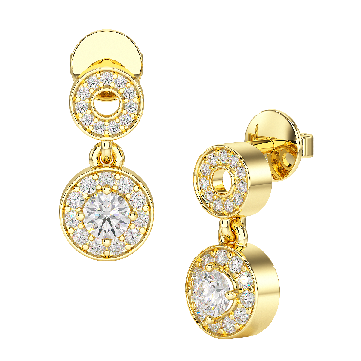 Round Halo Drop Earring