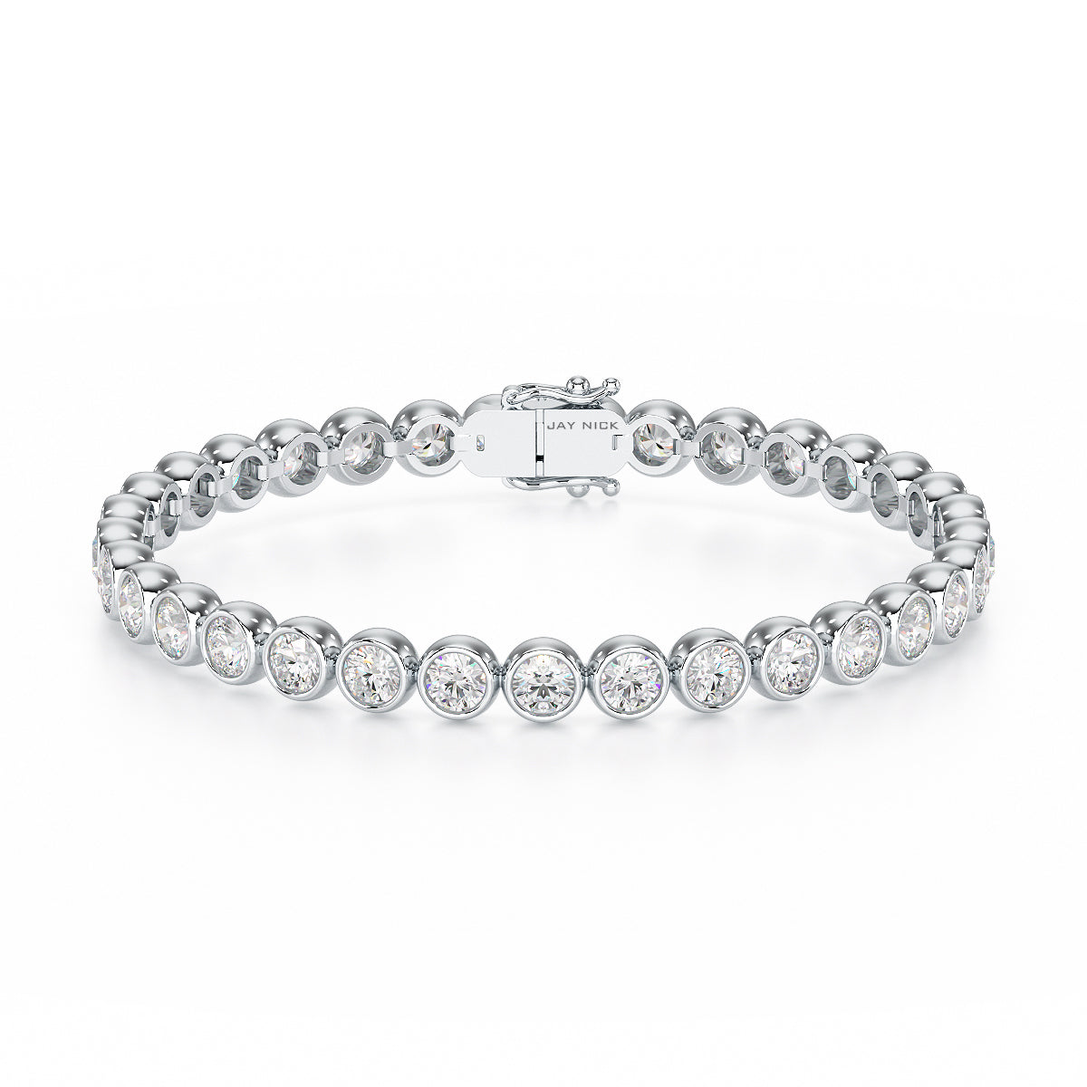 Bezel Set White Gold Platinum Tennis Bracelet