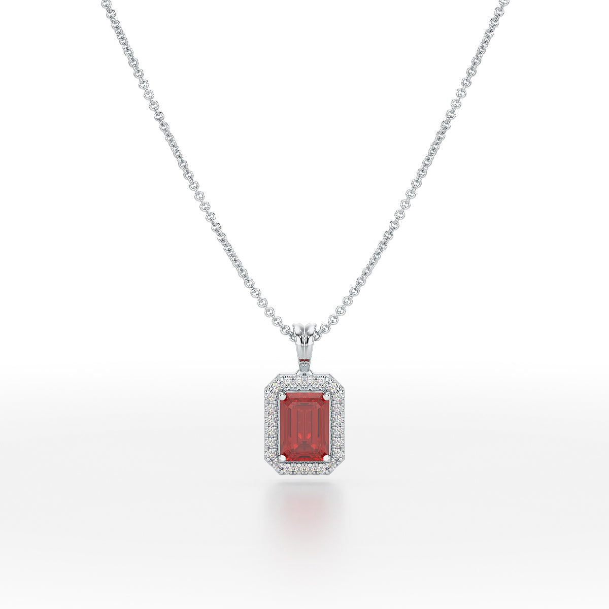 Emerald Ruby Halo Pendant