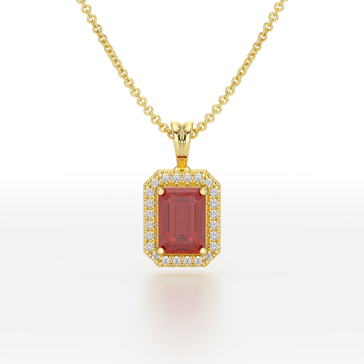 Emerald Ruby Halo Pendant