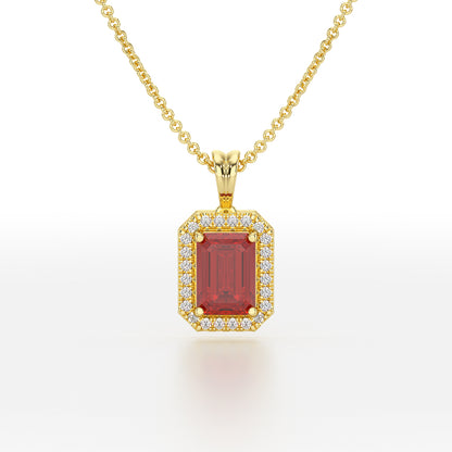 Emerald Ruby Halo Pendant