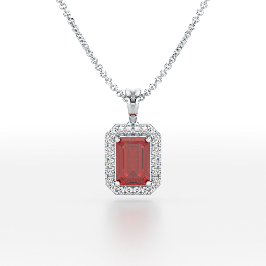 Emerald Ruby Halo Pendant