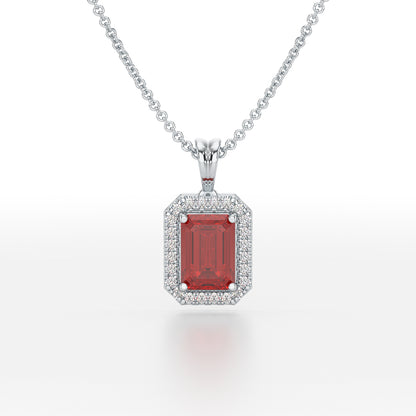 Emerald Ruby Halo Pendant