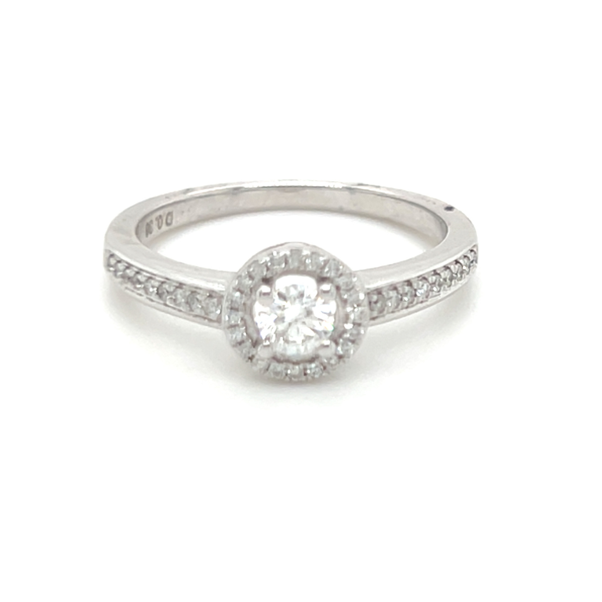 0.40ct Round Halo Diamond Shoulder Ring 9K White Gold