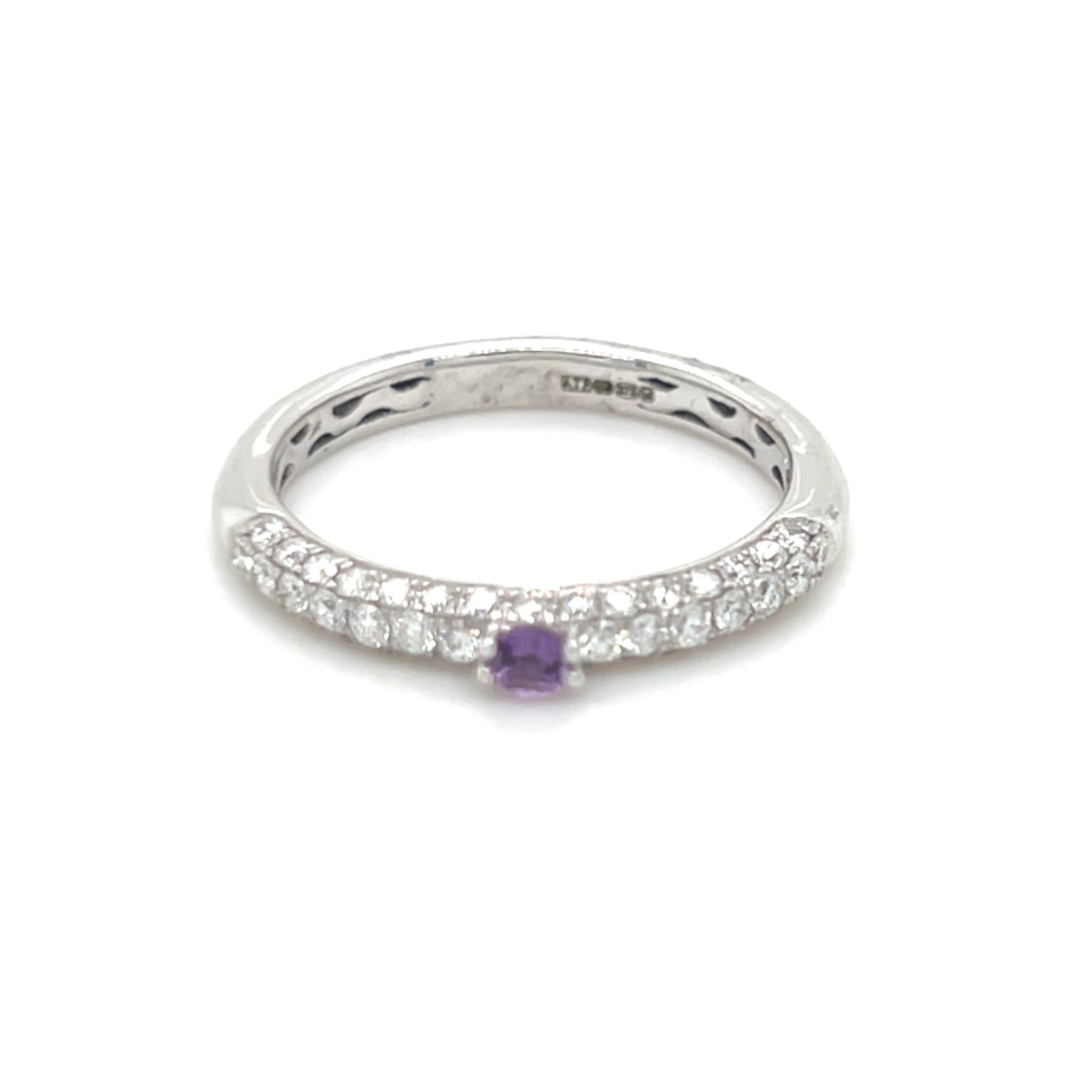 0.60ct Amethyst &amp; Diamond Half Eternity Ring 9K White Gold