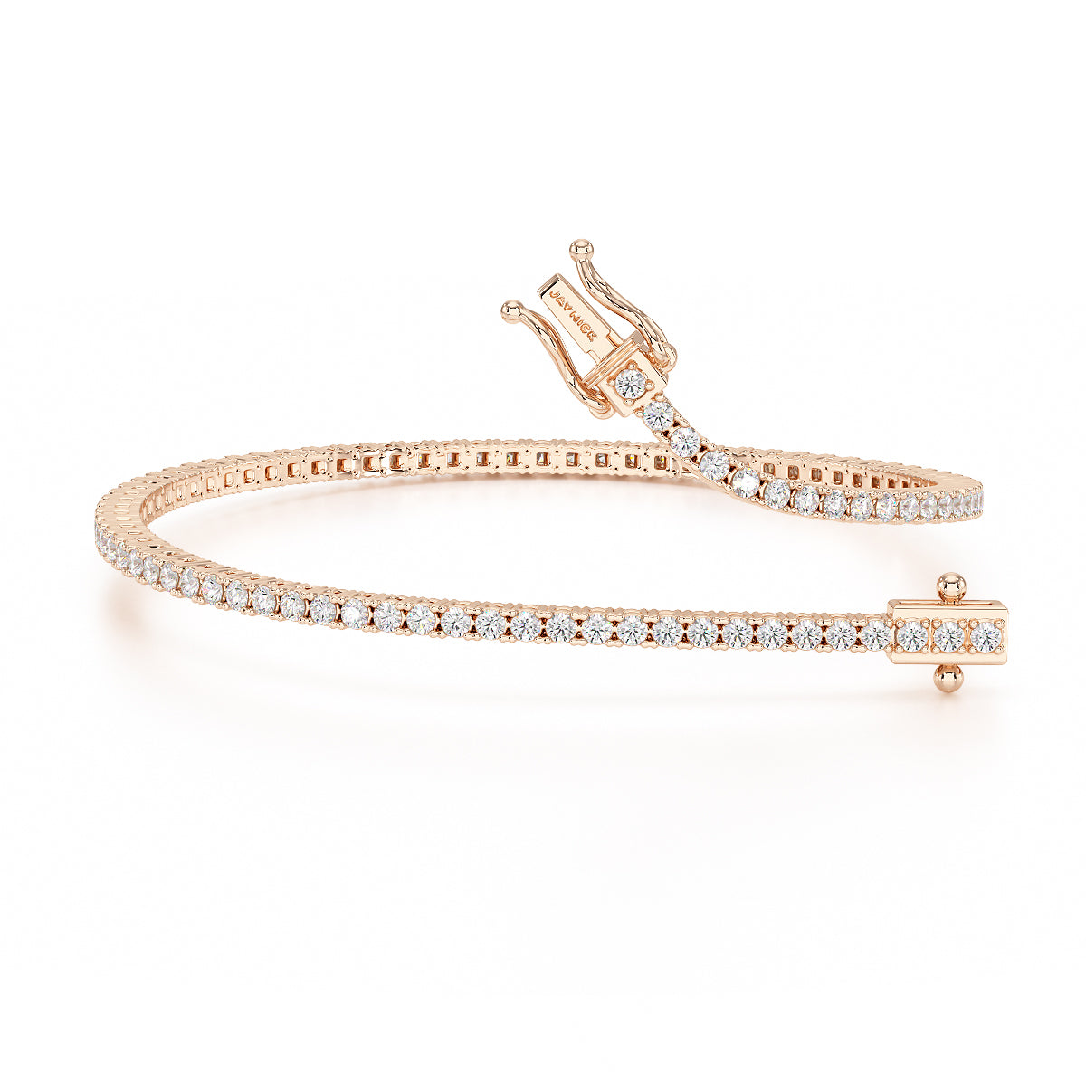 1.90ct Four Prong Rose Gold Tennis Bracelet Open View