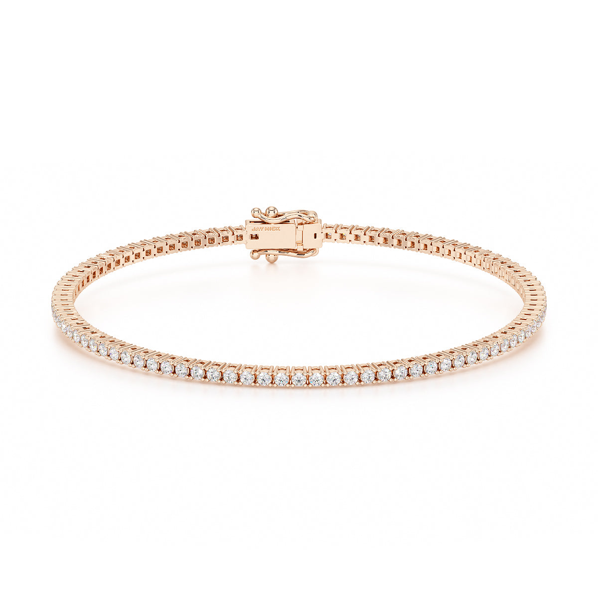 1.90ct Four Prong Rose Gold Tennis Bracelet Closed View