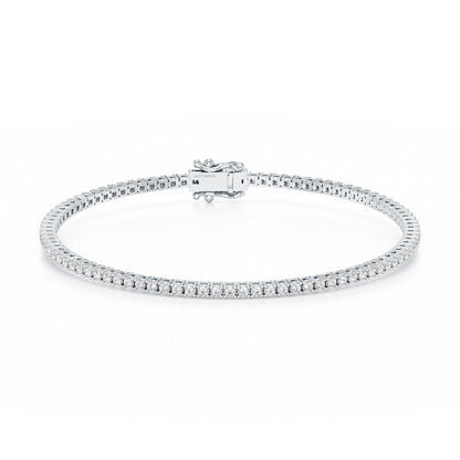 1.90ct Four Prong White Gold Platinum Tennis Bracelet Closed View