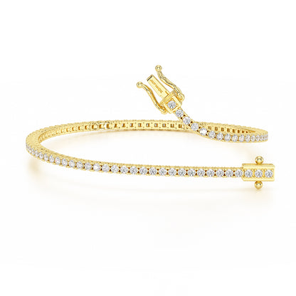 1.90ct Four Prong Yellow Gold Tennis Bracelet Open View