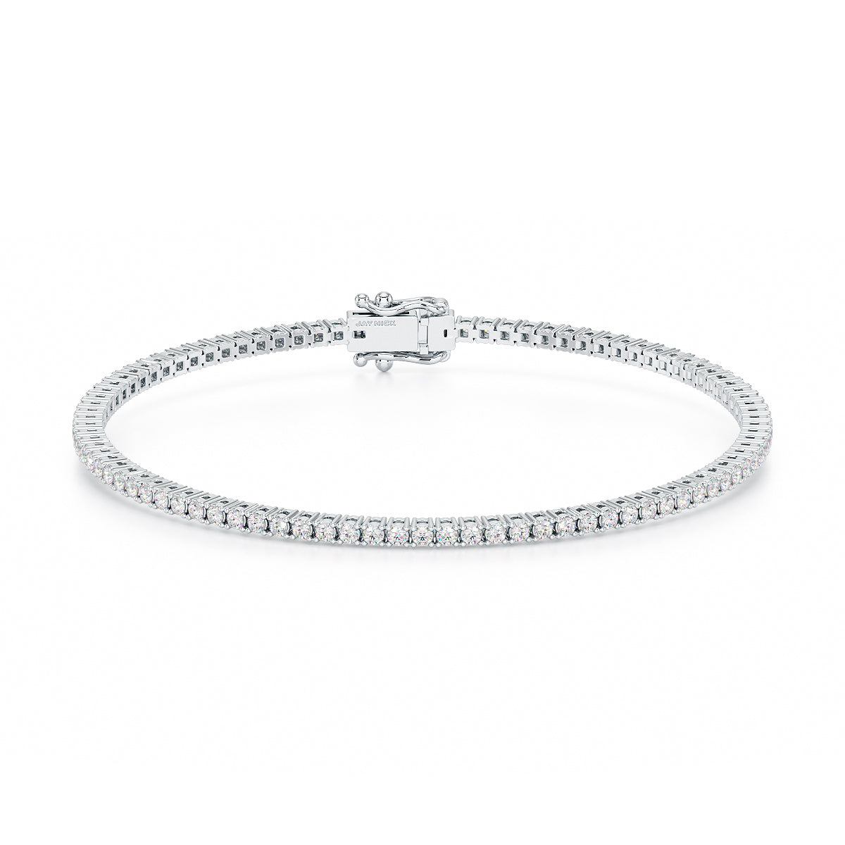 2.00ct Four Prong White Gold Platinum Tennis Bracelet Closed View