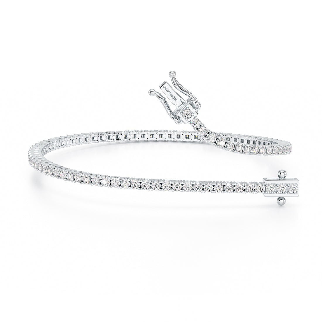 2.75ct Four Prong White Gold Platinum Tennis Bracelet Open View