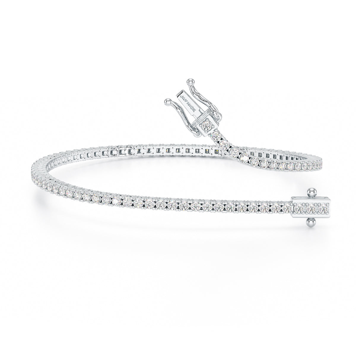 2.75ct Four Prong White Gold Platinum Tennis Bracelet Open View