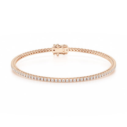 3.50ct Four Prong Rose Gold Tennis Bracelet Closed View