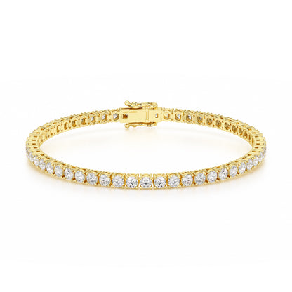 7.25ct Four Prong Yellow Gold Tennis Bracelet