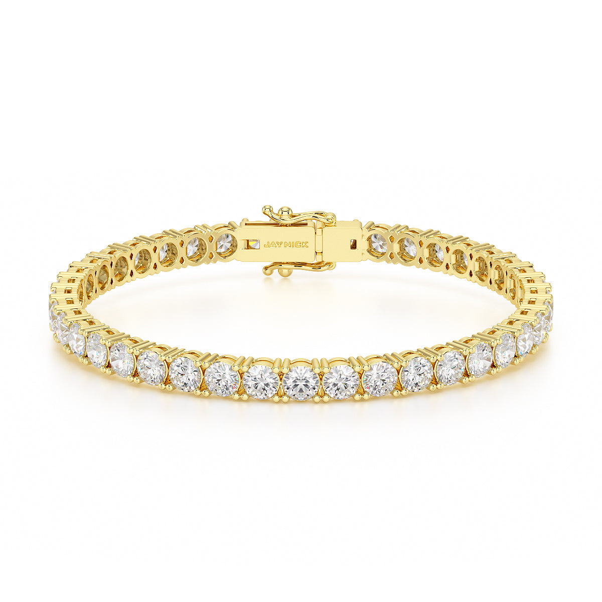 9.25ct Four Prong Yellow Gold Tennis Bracelet Closed View