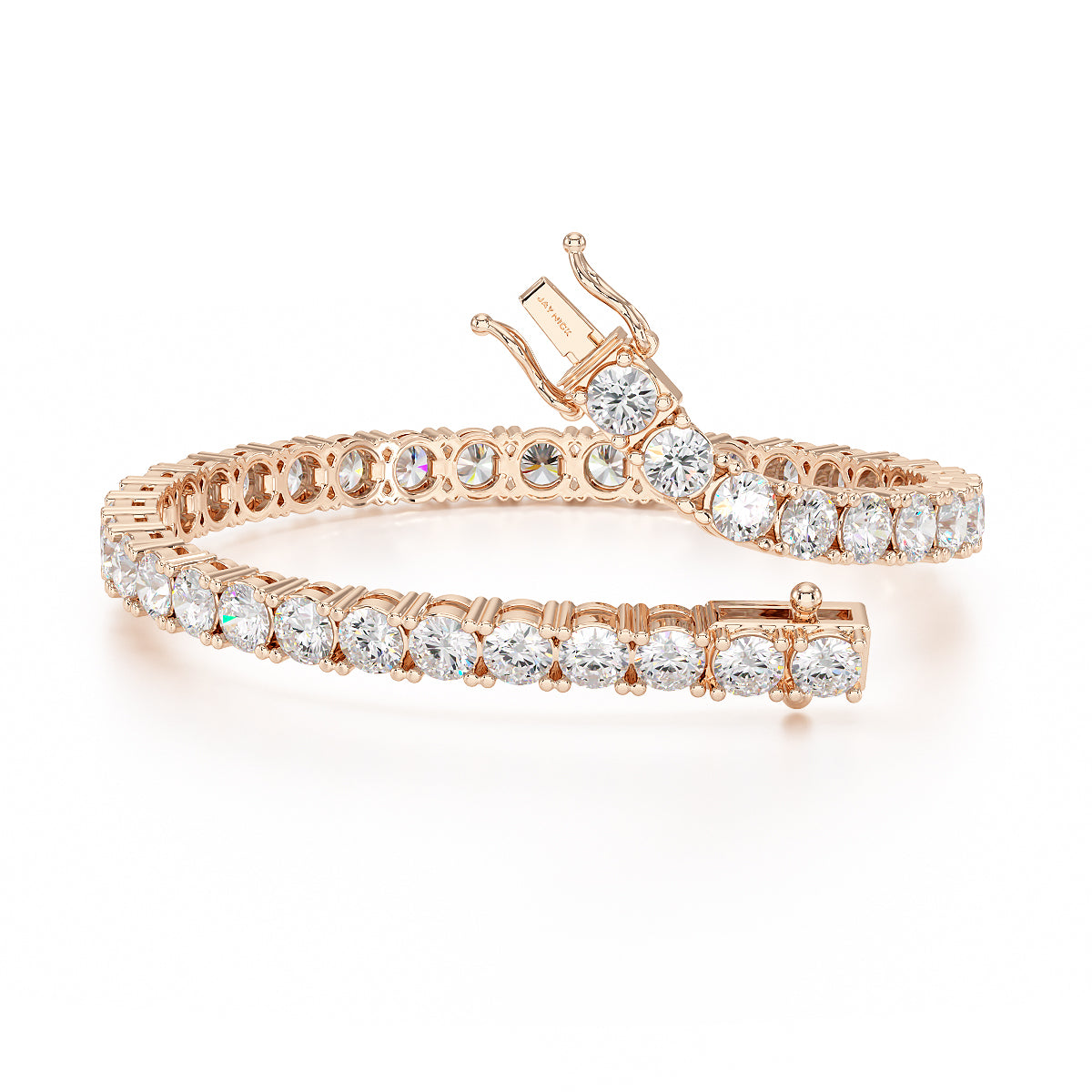 10.00ct Four Prong Rose Gold Tennis Bracelet Open View