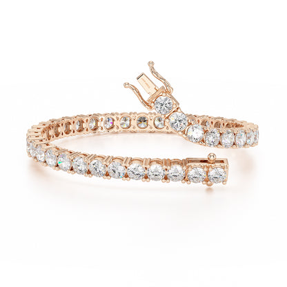 10.00ct Four Prong Rose Gold Tennis Bracelet Open View