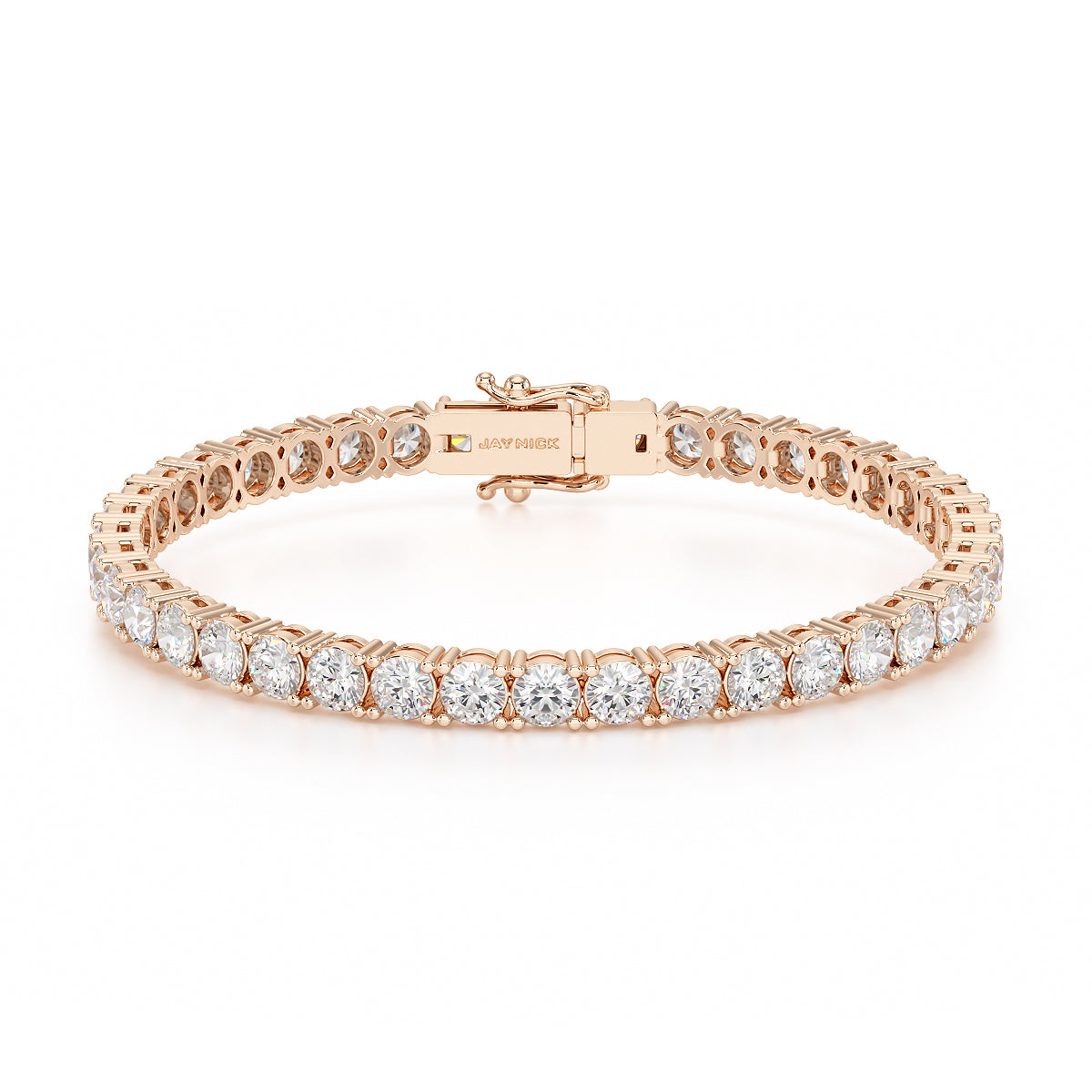 10.00ct Four Prong Rose Gold Tennis Bracelet Closed View