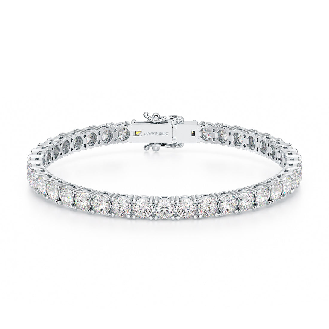 10.00ct Four Prong White Gold Platinum Tennis Bracelet Closed View