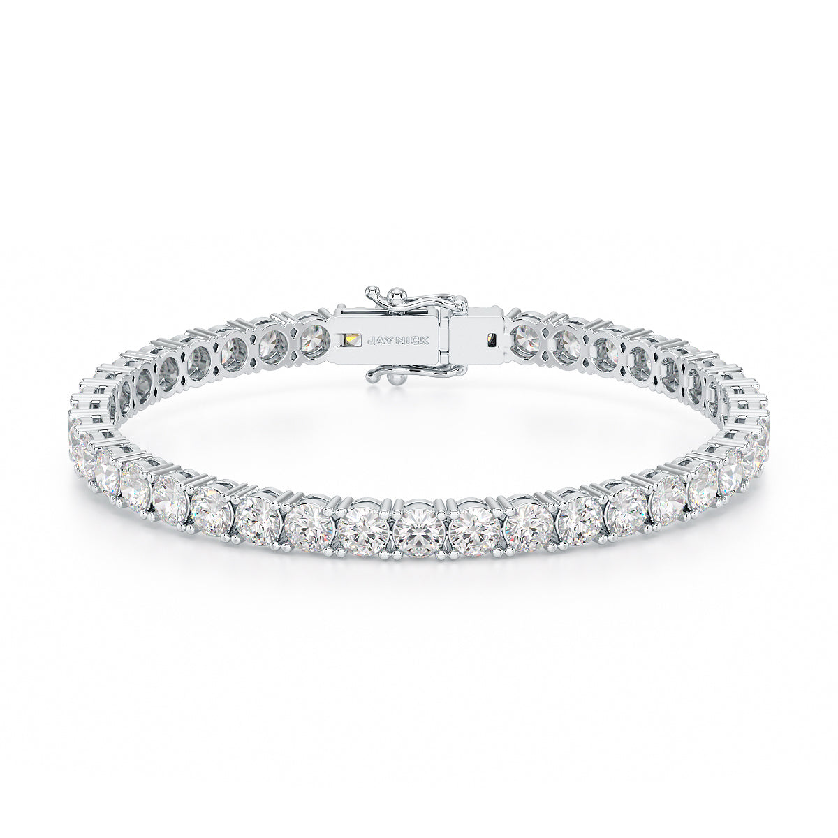 13.50ct Four Prong White Gold Platinum Tennis Bracelet Closed View