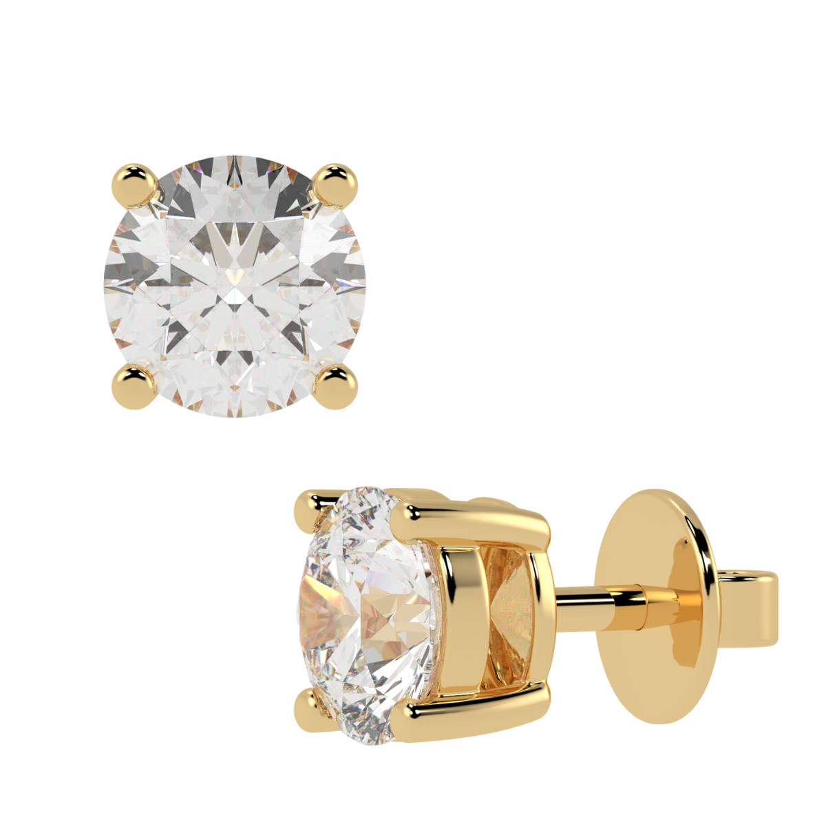 0.61ct Round Solitaire Earrings 18K Yellow Gold