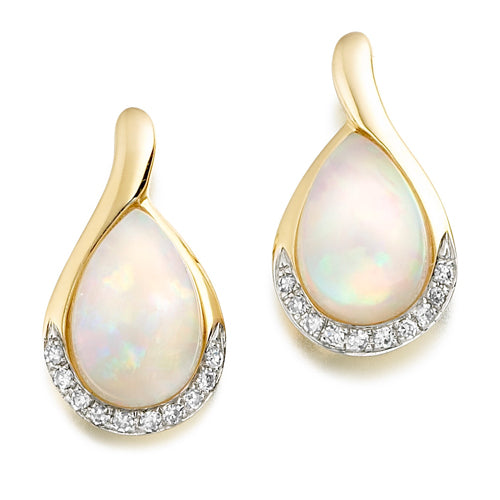 Opal &amp; Diamond Drop Earrings