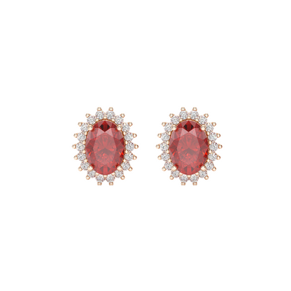 Ruby Sunburst Earrings Rose Gold Front View