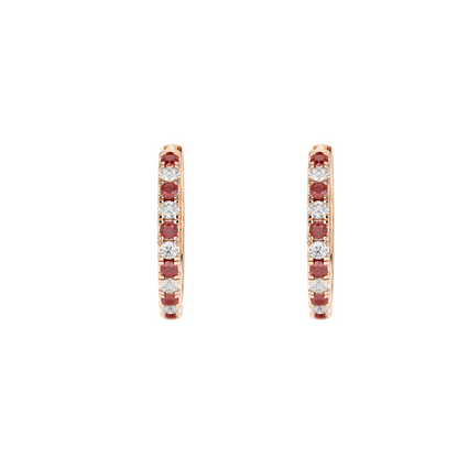 Ruby Hoop Earrings Rose Gold Front View